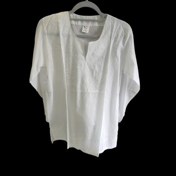 camisa blanca bordado en blanco